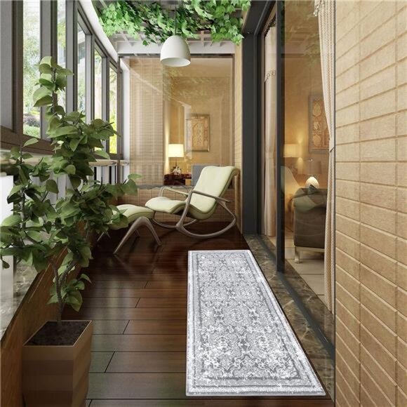 Hallway Runner Rug,Vintage Shaggy Soft Laundry Rug Runner, Non Slip Entryway Mat - Picture 6 of 7